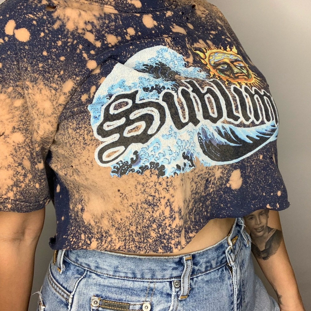 SOLD**Sublime Custom Distressed bleached cropped T